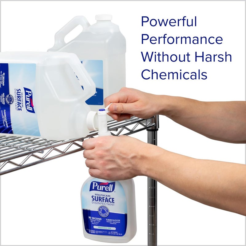 Purell مطهر أسطح الرعاية الصحية، خالي من العطور، عبوة إعادة تعبئة سعة 1 جالون - 4340-04، 128.0 أونصة سائلة، شفاف (عبوة من 4) - Image 3